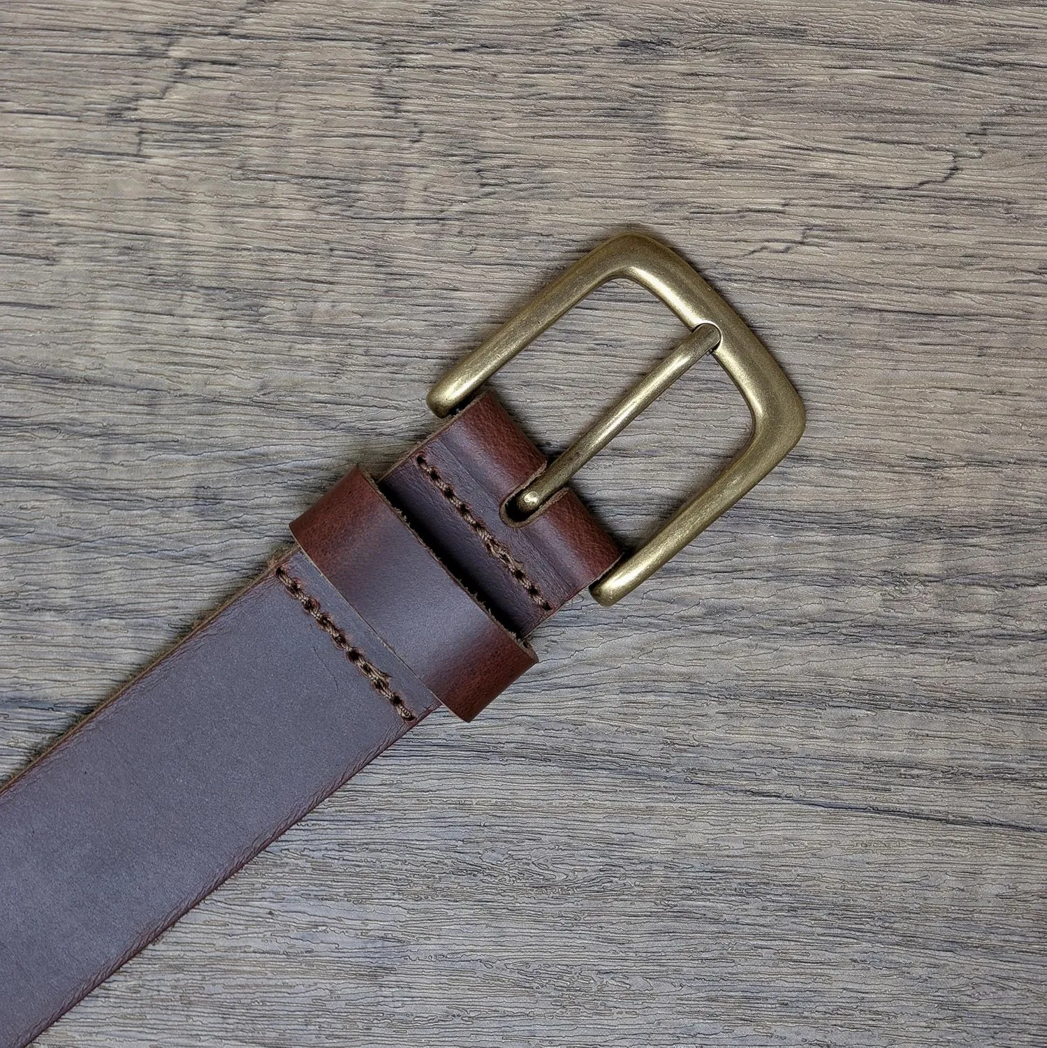 Ashford Ridge Made in England 34mm Full Hide Leather Belt with Brass Colour Buckle