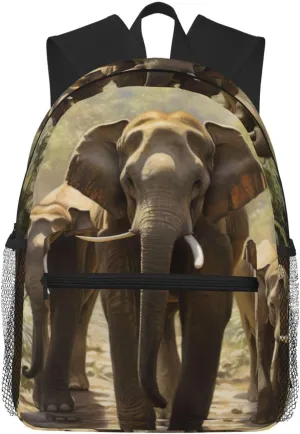 Asian Elephants Print Lightweight And Comfortable Duffel Bag, Casual Daypack, Multipurpose Backpack