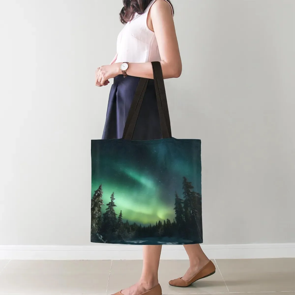 Astronaut Looking Up At Earth Canvas Tote Bag for Women Men Stylish Tote Handbag Shoulder Bag Reusable Grocery Bag