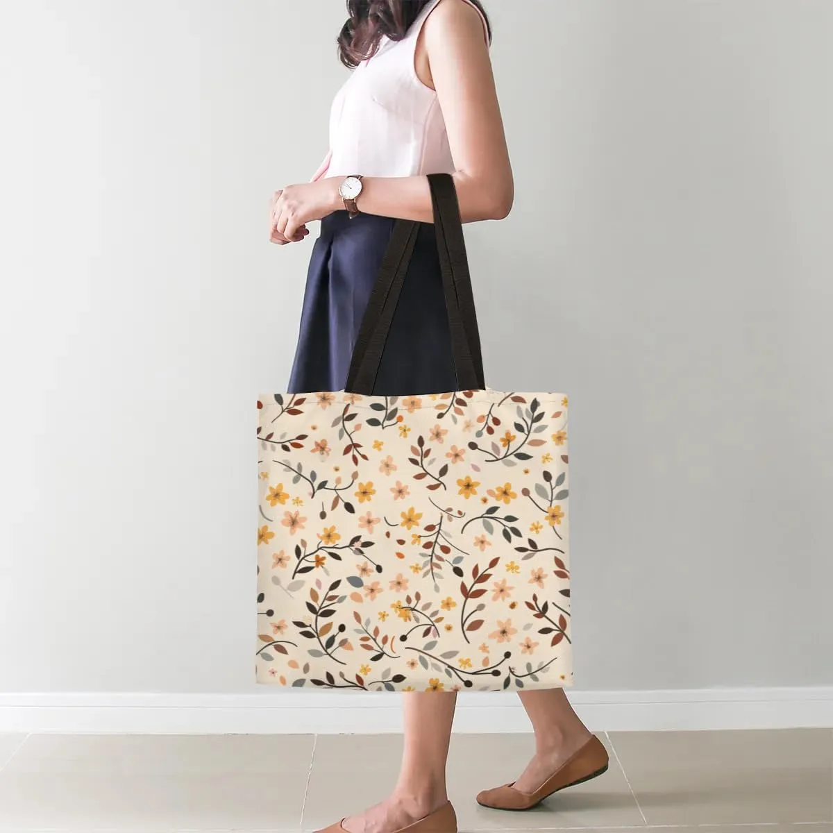 Autumn Park Trees Fall Foliages Canvas Tote Bag for Women Men Stylish Tote Handbag Shoulder Bag Reusable Grocery Bag