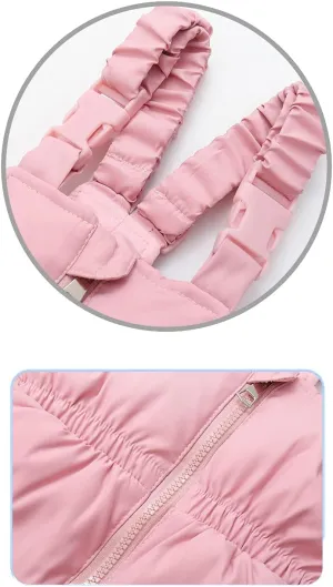 Baby Girls and Boys Winter Warm Hooded Fur Trim Zipper Snowsuit Puffer Down Jacket with Snow Ski Bib Pants