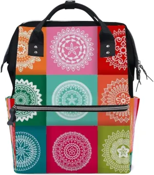 Backpack Mommy Diaper Bag Large Capacity Travel Rucksack Casual Daypack Multi-Function Dad Baby ﻿Colorful Nine Palaces