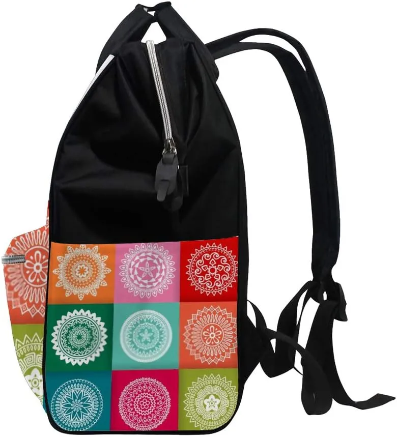 Backpack Mommy Diaper Bag Large Capacity Travel Rucksack Casual Daypack Multi-Function Dad Baby ﻿Colorful Nine Palaces