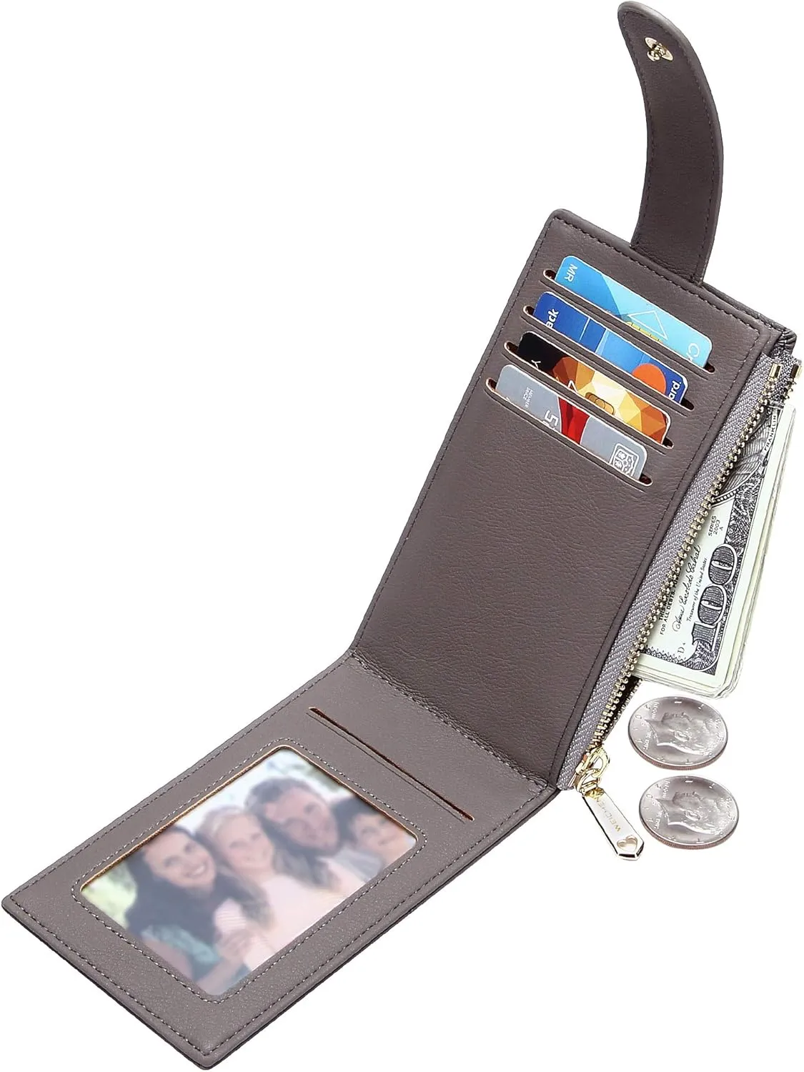 Badiya RFID Card Holder Wallet for Women Slim Wallets Bifold Multi Card Case Zipper Coin Purse