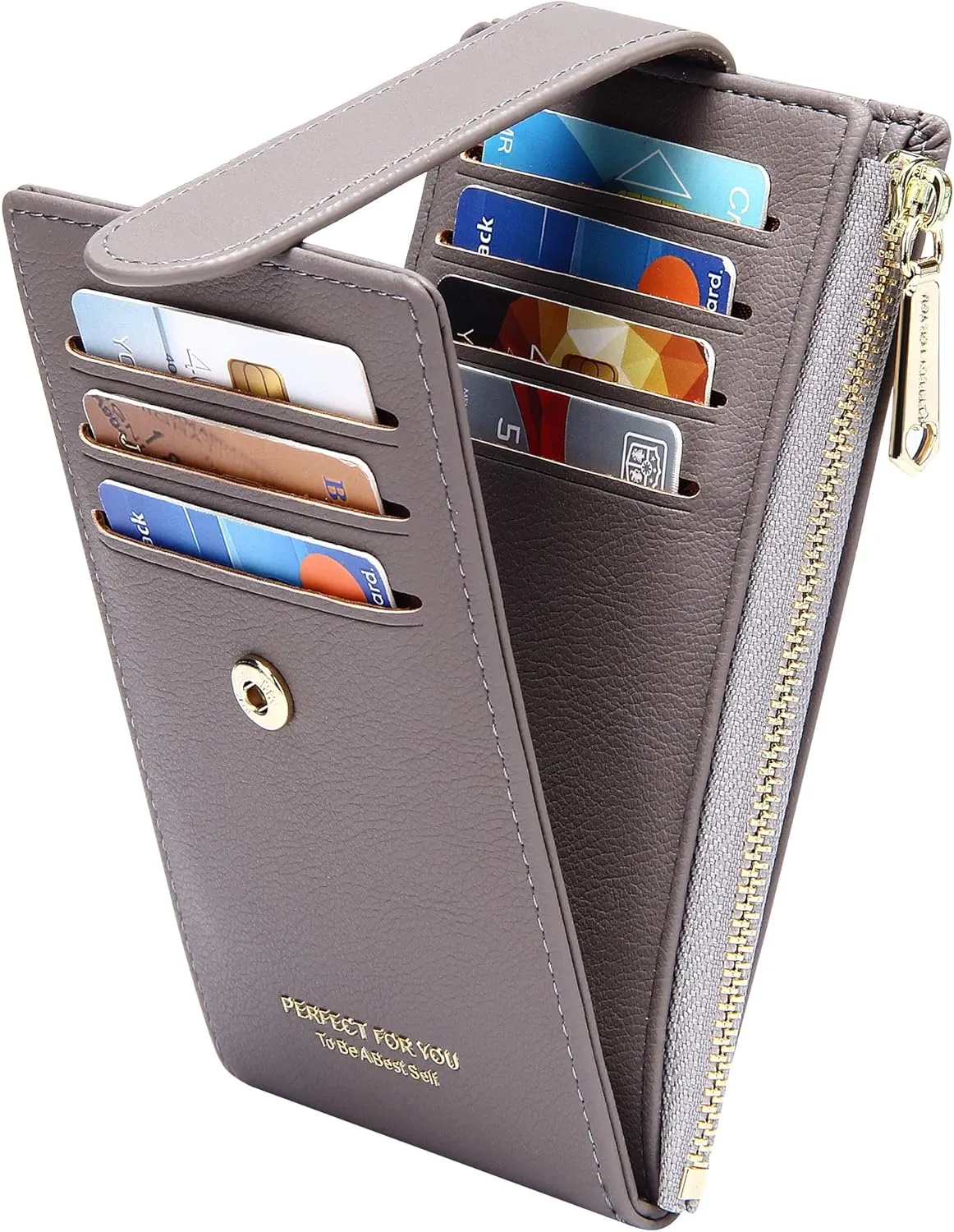 Badiya RFID Card Holder Wallet for Women Slim Wallets Bifold Multi Card Case Zipper Coin Purse