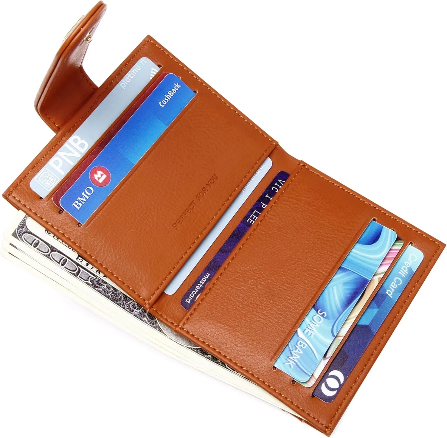 Badiya Small Wallets for Women Bifold Multi Card Case Wallet Slim Credit Card Holder with Zipper Coin Purse