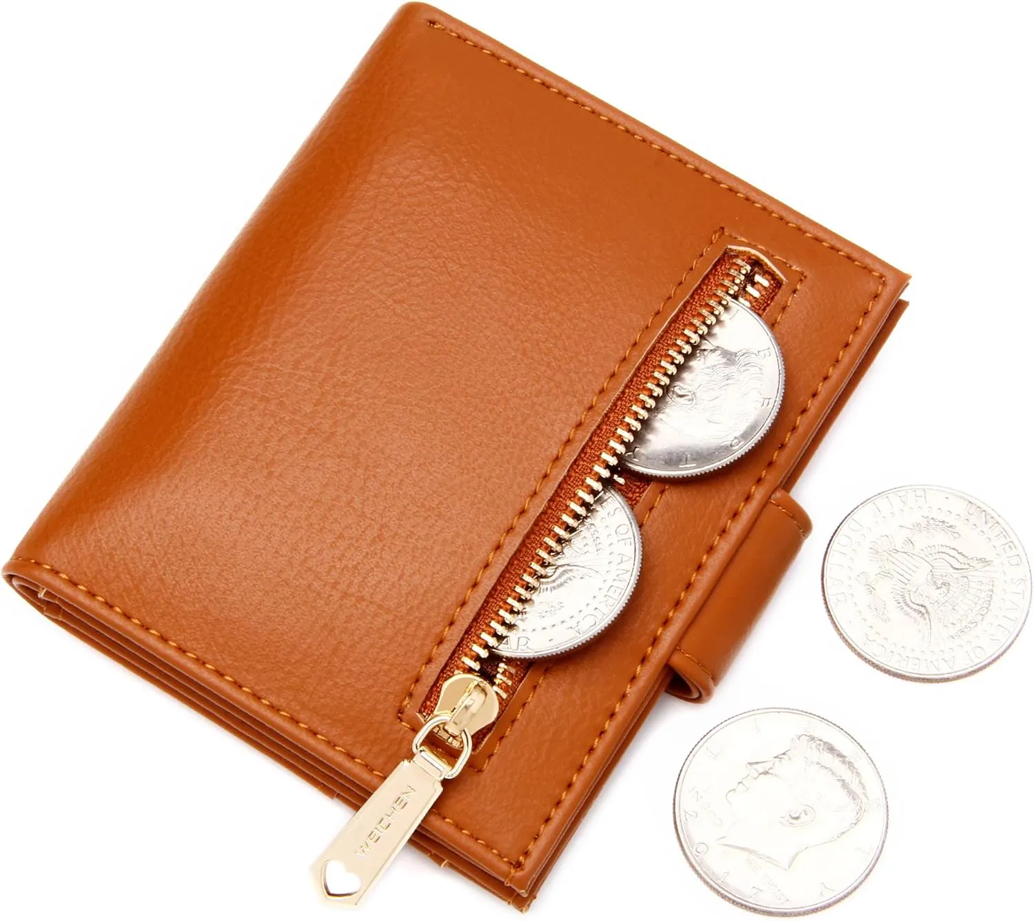 Badiya Small Wallets for Women Bifold Multi Card Case Wallet Slim Credit Card Holder with Zipper Coin Purse