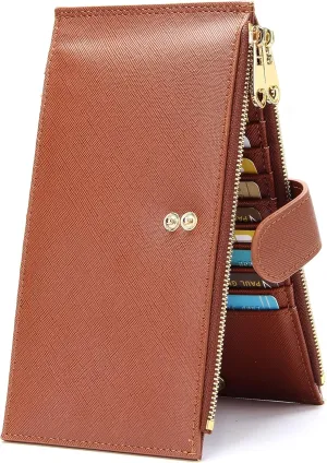 Badiya Womens Wallet RFID Blocking Bifold Multi Card Holder Wallets Large Capacity Cellphone Purse with Zipper Pocket Gift