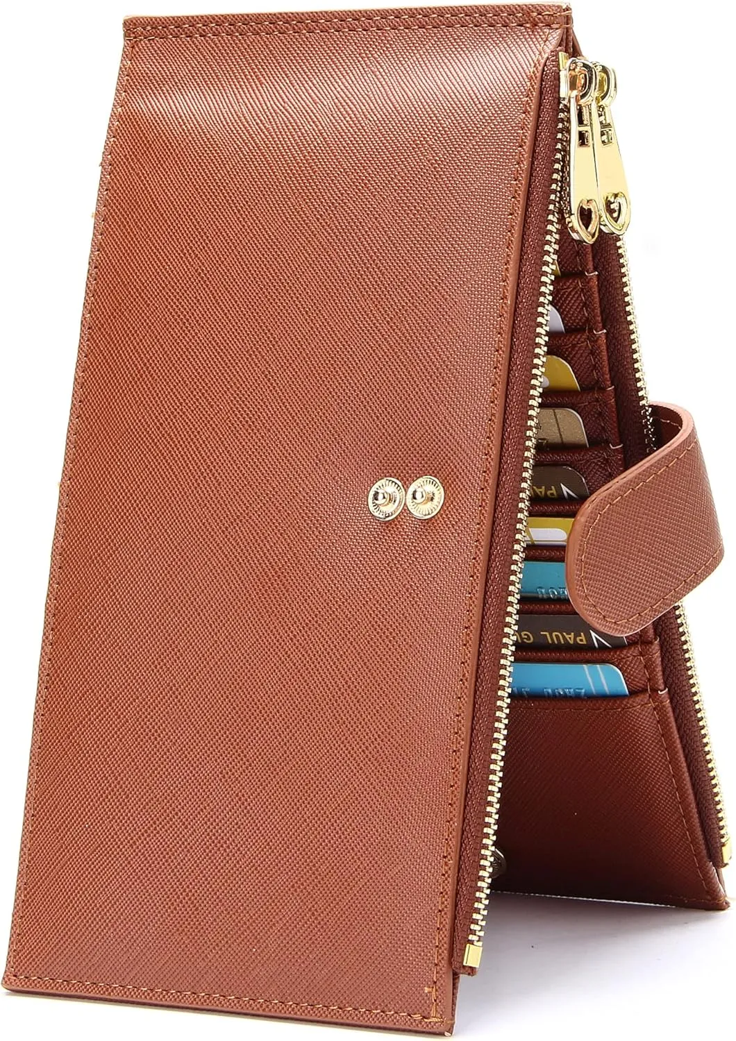 Badiya Womens Wallet RFID Blocking Bifold Multi Card Holder Wallets Large Capacity Cellphone Purse with Zipper Pocket Gift