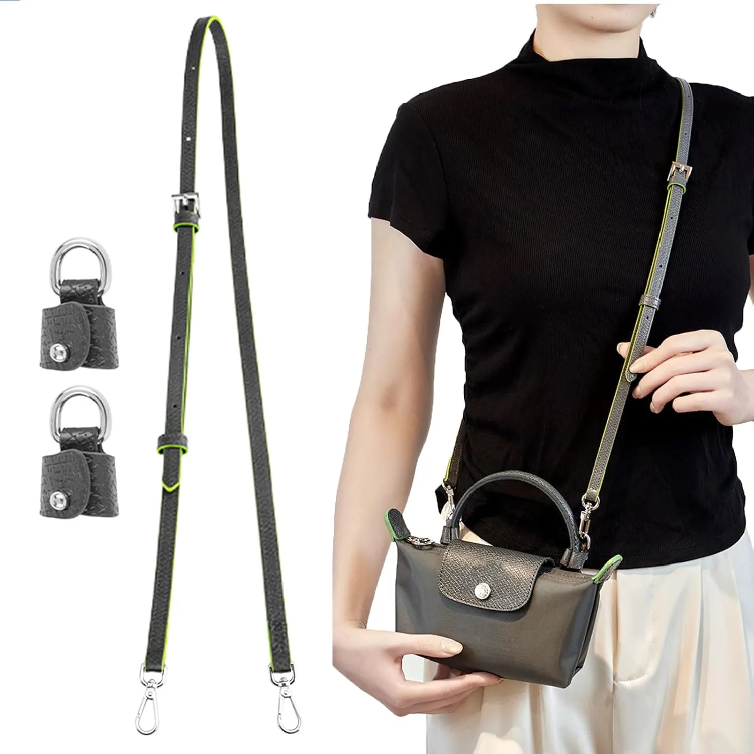 Bag Leather Strap Replacement Crossbody Shoulder Straps for Longchamp Le Pliage Mini Pouch