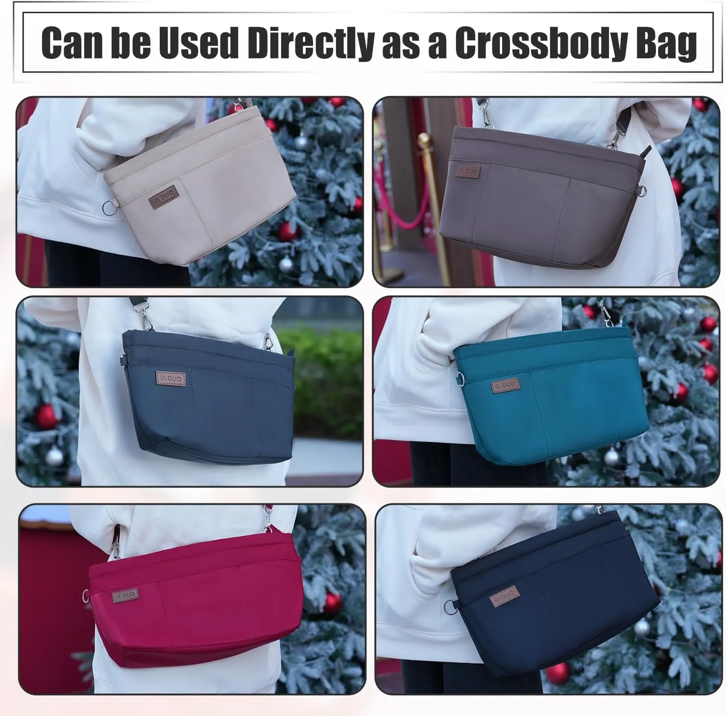 Bag Organizer Insert, Crossbody Bag, Tote Organizer Insert with Adjustable Bag Strap, Waterproof Nylon Purse Inserts (Dark Gray, XL)