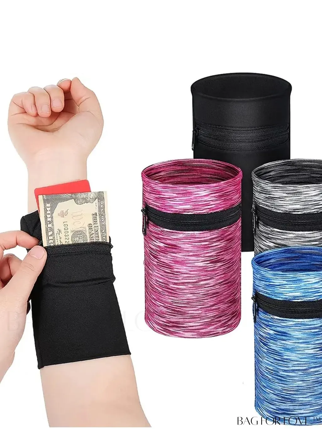 BagForLove - Zippered Wrist Wallet: Breathable Arm Phone Pouch & Mini Coin Purse for Outdoor Sports
