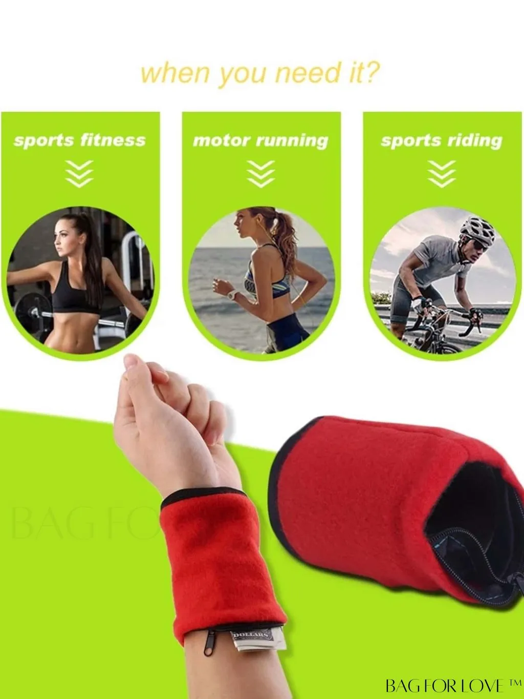 BagForLove - Zippered Wrist Wallet: Breathable Arm Phone Pouch & Mini Coin Purse for Outdoor Sports