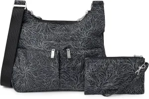 Baggallini Cross Over Crossbody Women 11x8.5 Medium Travel Bag Lightweight Water-Resistant Nylon Organized Handbag Purse