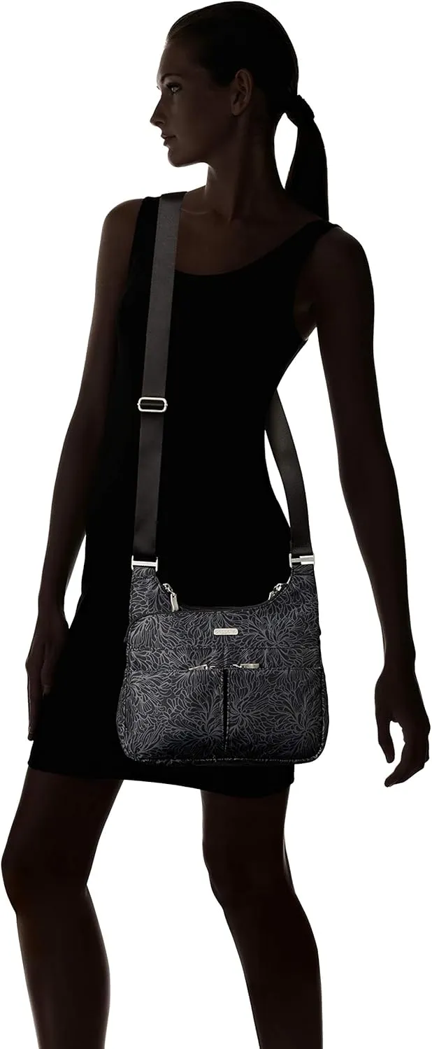 Baggallini Cross Over Crossbody Women 11x8.5 Medium Travel Bag Lightweight Water-Resistant Nylon Organized Handbag Purse