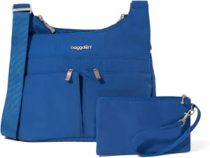 Baggallini Cross Over Crossbody Women 11x8.5 Medium Travel Bag Lightweight Water-Resistant Nylon Organized Handbag Purse