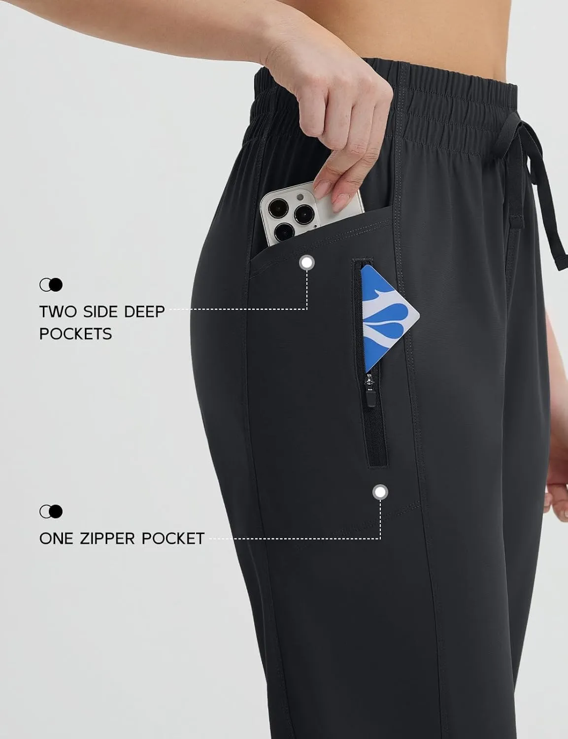 baleaf Women's Athletic Running Pants Stretch Quick Dry Zipper Pocket High Waisted Sweatpants Hiking Walking UPF 50 