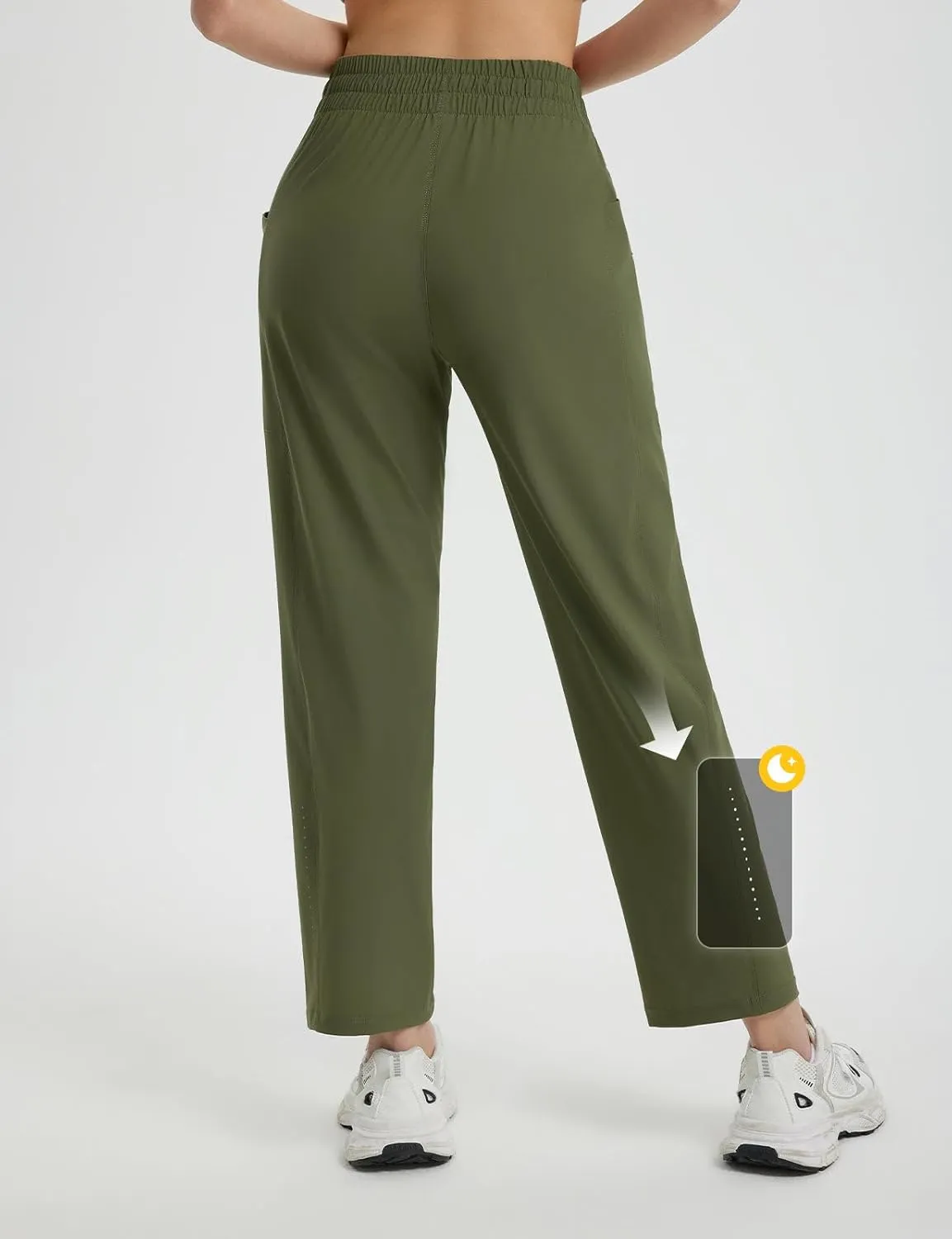 baleaf Women's Athletic Running Pants Stretch Quick Dry Zipper Pocket High Waisted Sweatpants Hiking Walking UPF 50 