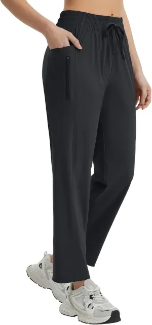 baleaf Women's Athletic Running Pants Stretch Quick Dry Zipper Pocket High Waisted Sweatpants Hiking Walking UPF 50 