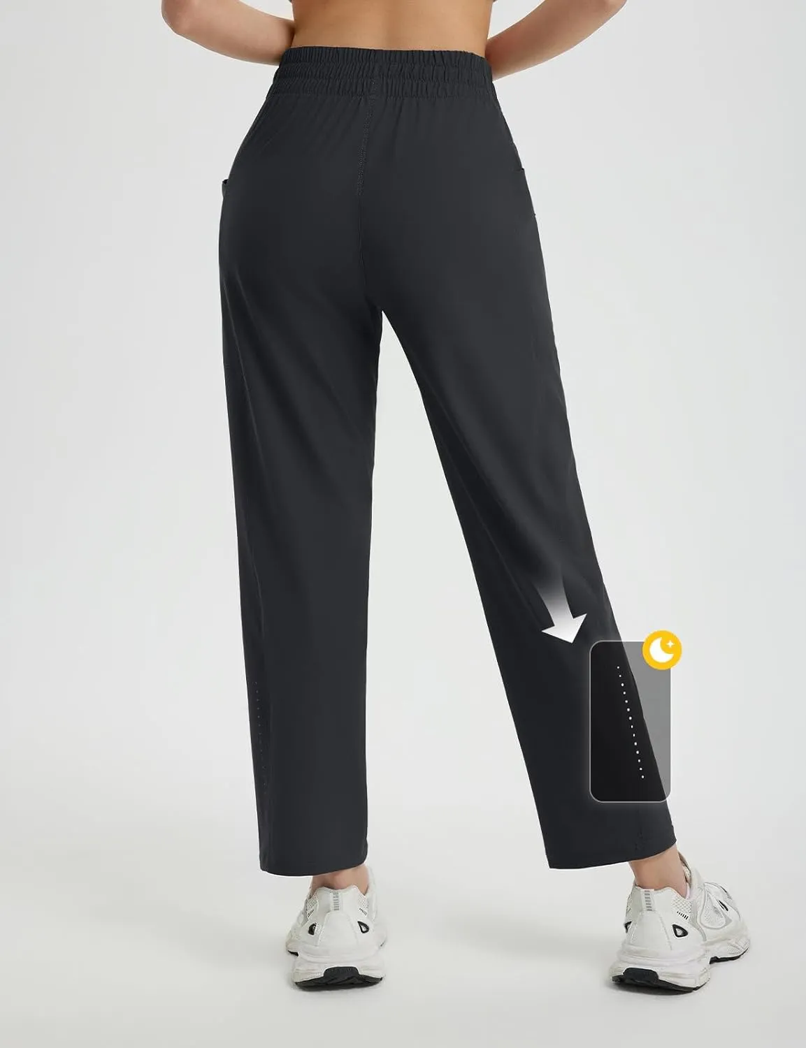 baleaf Women's Athletic Running Pants Stretch Quick Dry Zipper Pocket High Waisted Sweatpants Hiking Walking UPF 50 