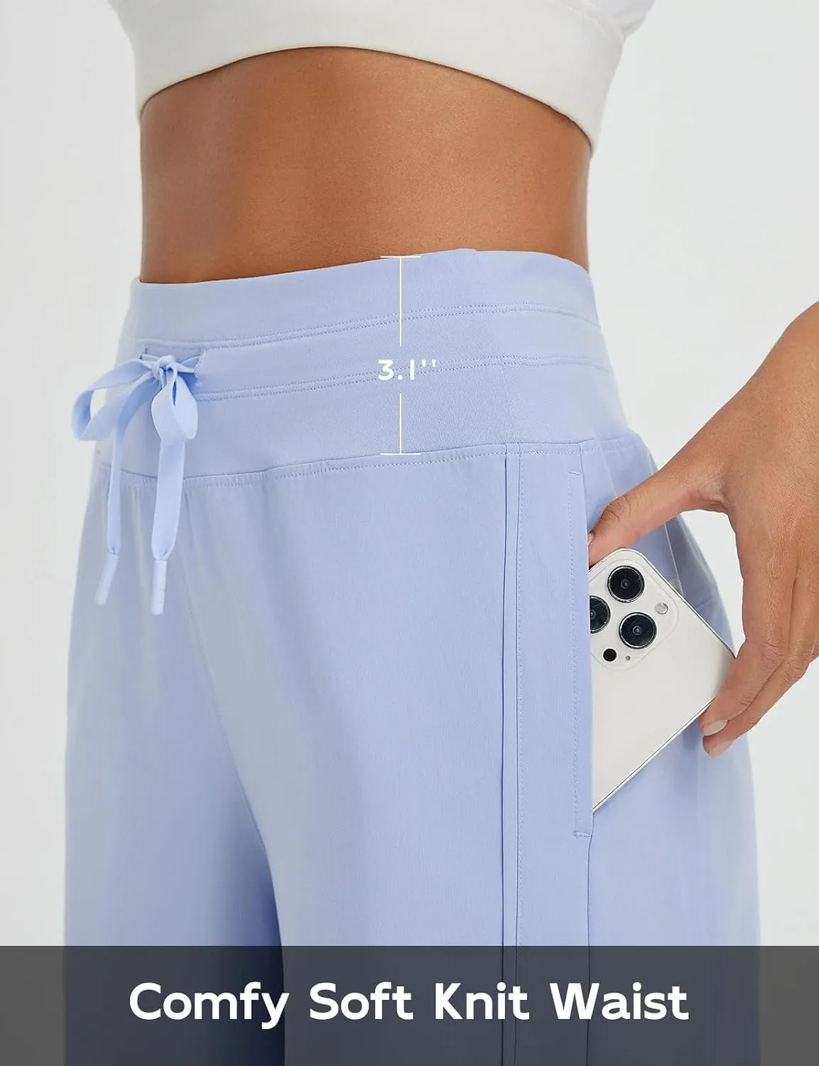 baleaf Women's Capri Pants Wide Leg Athletic Yoga Capris with Pockets Quick Dry Hiking Pants Loose Lounge Summer UPF 50 