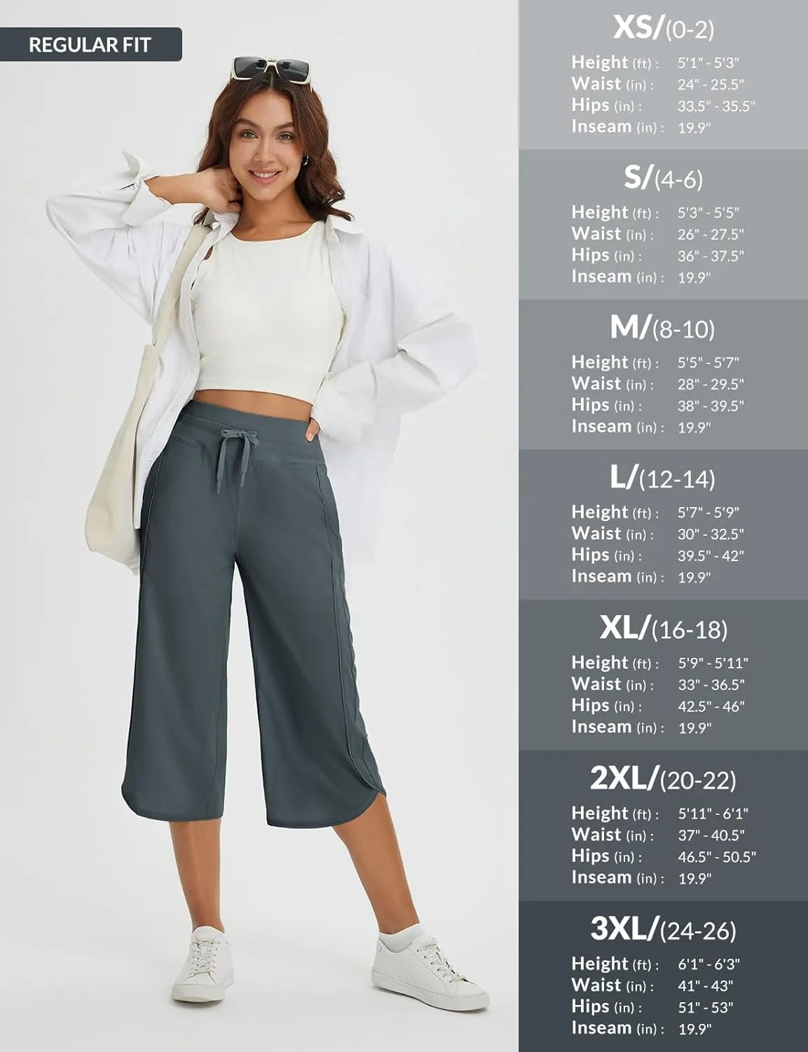 baleaf Women's Capri Pants Wide Leg Athletic Yoga Capris with Pockets Quick Dry Hiking Pants Loose Lounge Summer UPF 50 