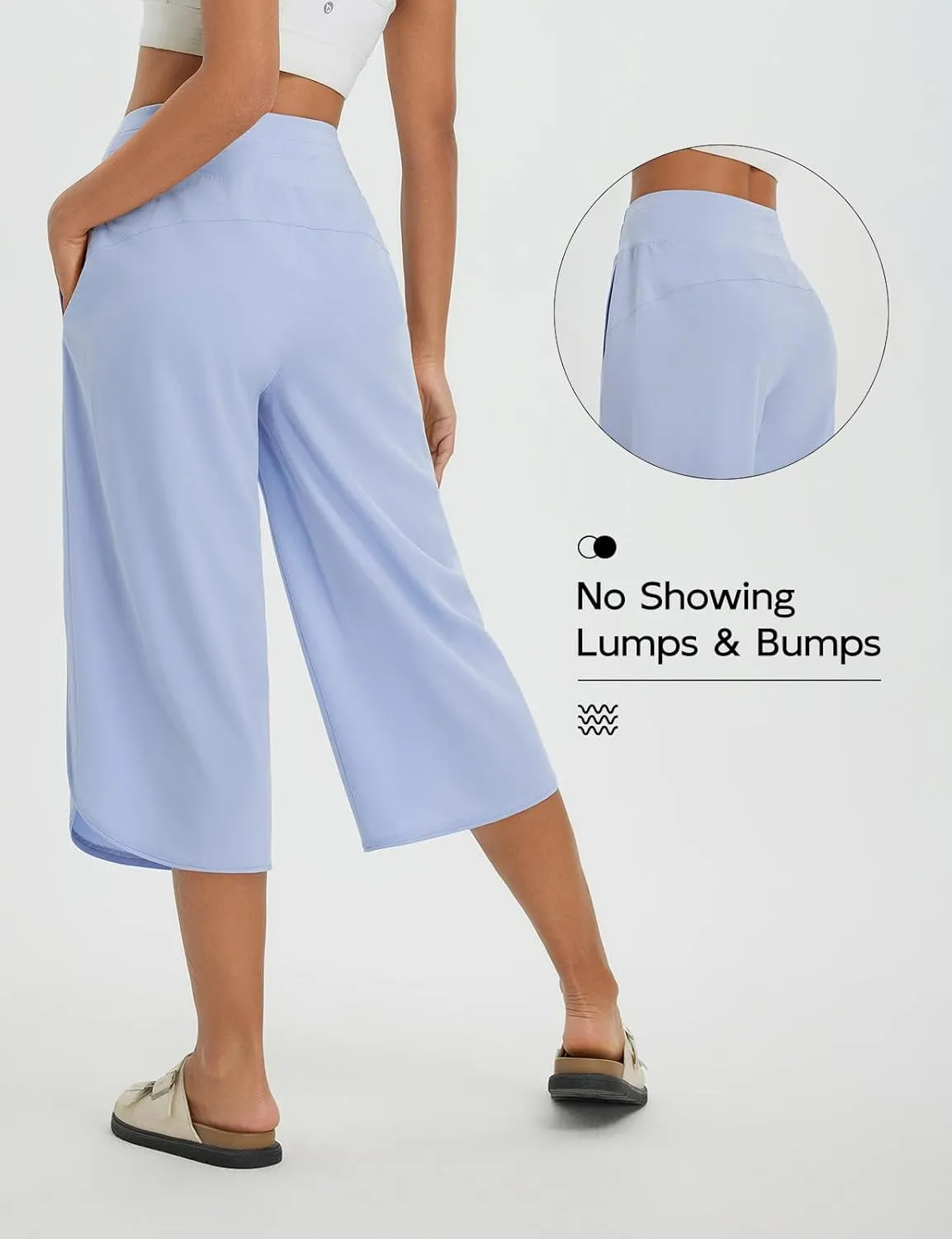 baleaf Women's Capri Pants Wide Leg Athletic Yoga Capris with Pockets Quick Dry Hiking Pants Loose Lounge Summer UPF 50 