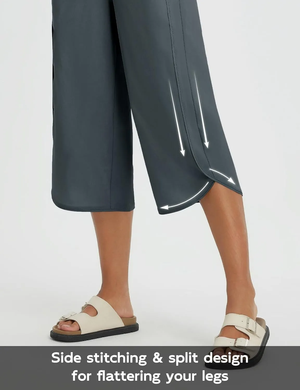 baleaf Women's Capri Pants Wide Leg Athletic Yoga Capris with Pockets Quick Dry Hiking Pants Loose Lounge Summer UPF 50 