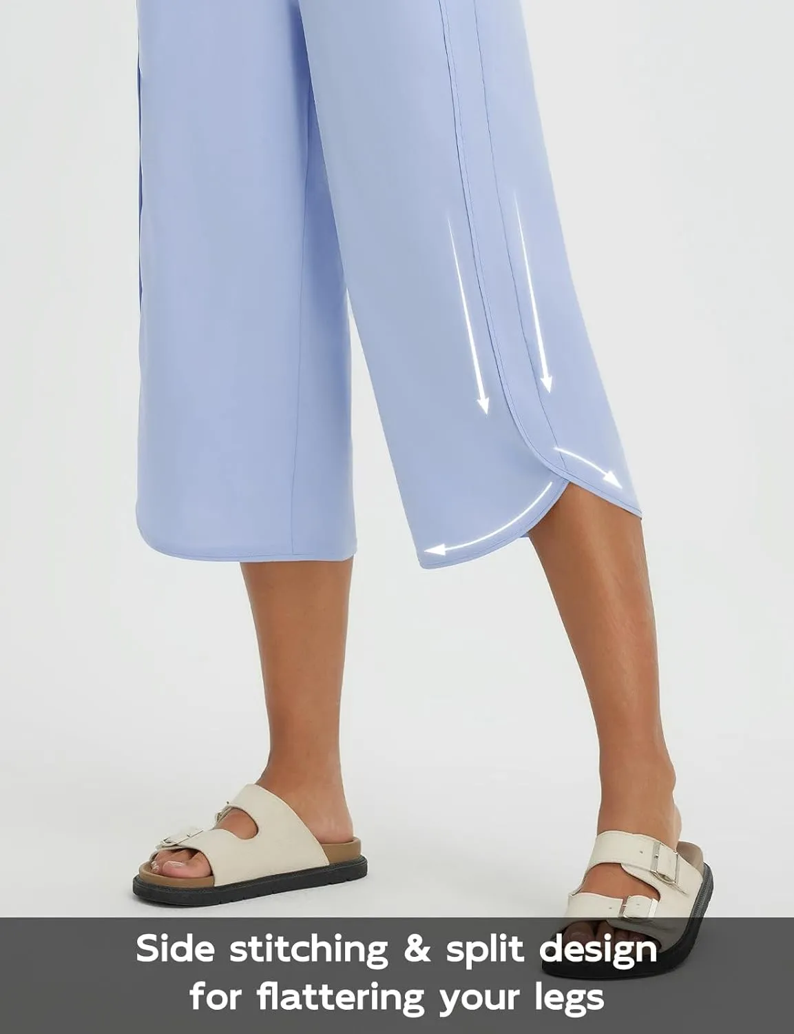 baleaf Women's Capri Pants Wide Leg Athletic Yoga Capris with Pockets Quick Dry Hiking Pants Loose Lounge Summer UPF 50 