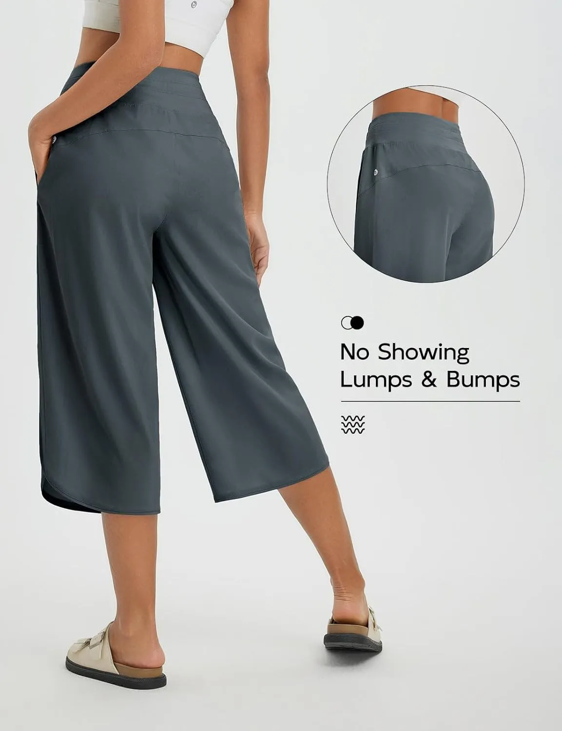 baleaf Women's Capri Pants Wide Leg Athletic Yoga Capris with Pockets Quick Dry Hiking Pants Loose Lounge Summer UPF 50 