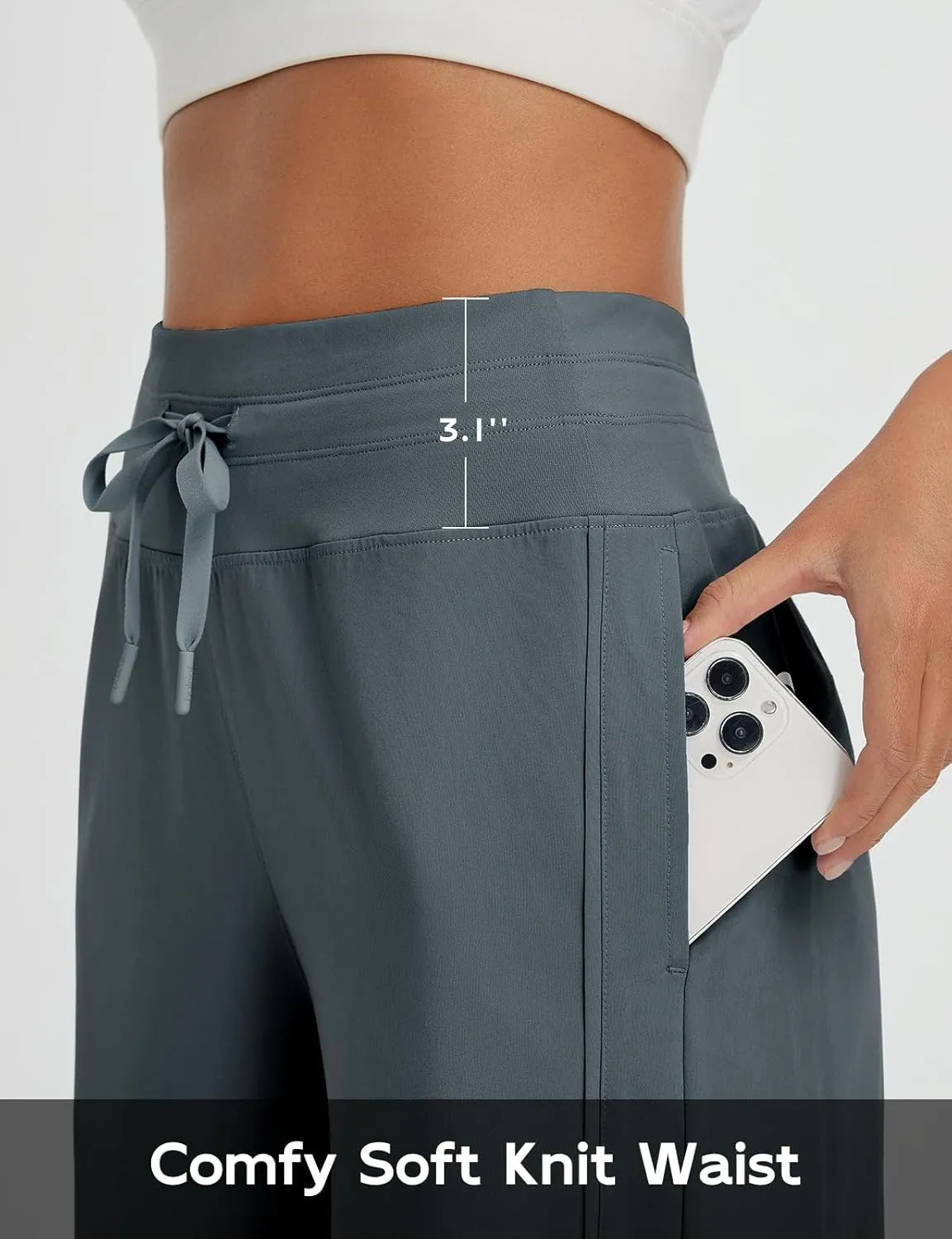 baleaf Women's Capri Pants Wide Leg Athletic Yoga Capris with Pockets Quick Dry Hiking Pants Loose Lounge Summer UPF 50 