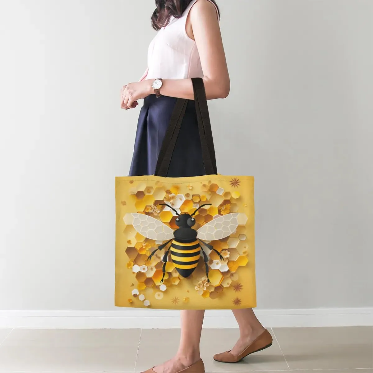 Bananas And Flowers Canvas Tote Bag for Women Men Stylish Tote Handbag Shoulder Bag Reusable Grocery Bag
