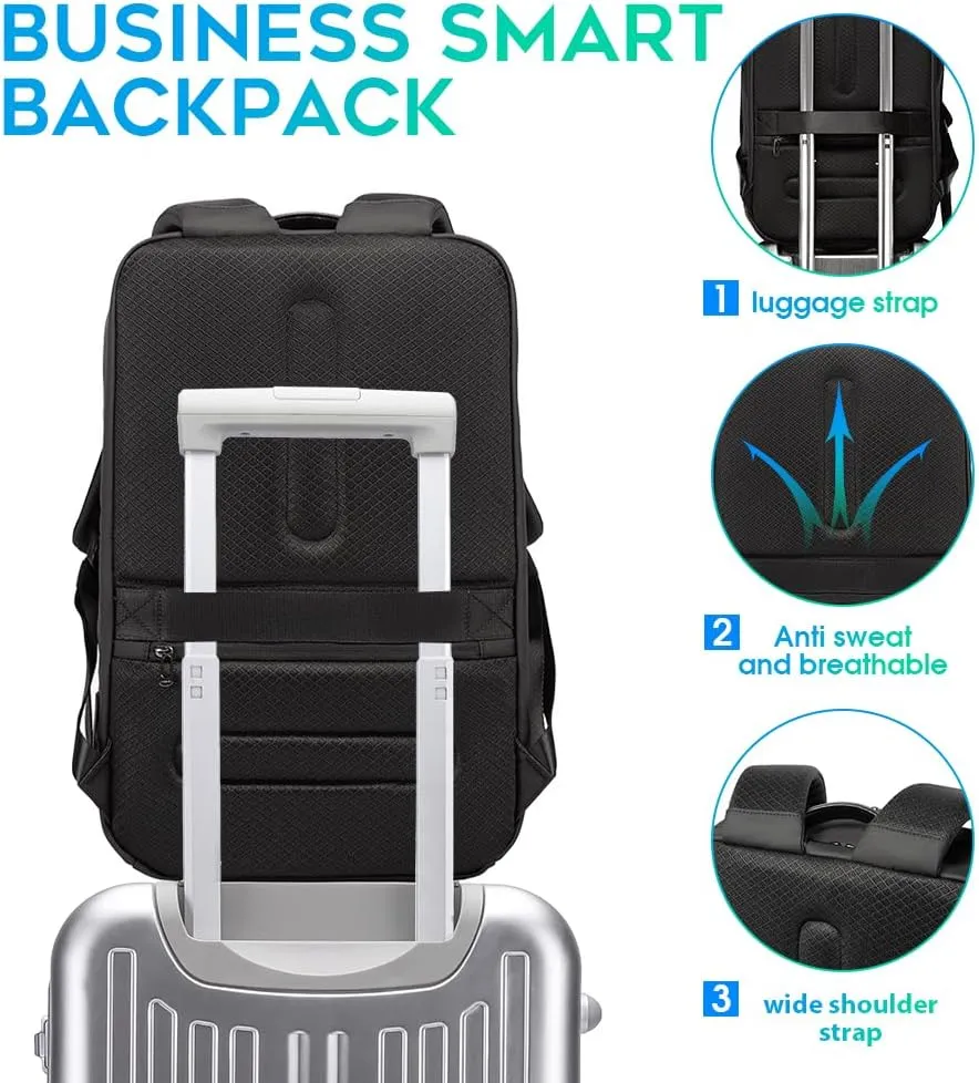 BANGE Smart Business Laptop Backpack Waterproof can fit 15.6-17.3 Inch Laptop with 3.0 USB charging port for men and women
