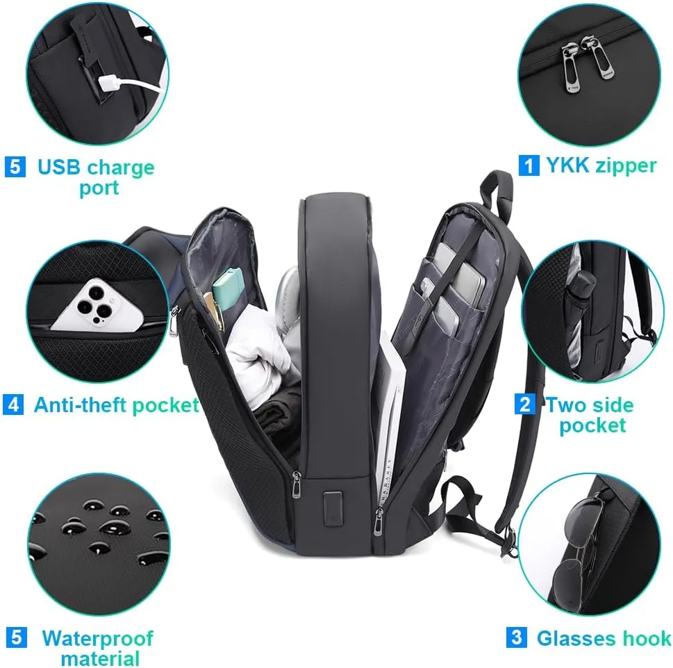BANGE Smart Business Laptop Backpack Waterproof can fit 15.6-17.3 Inch Laptop with 3.0 USB charging port for men and women
