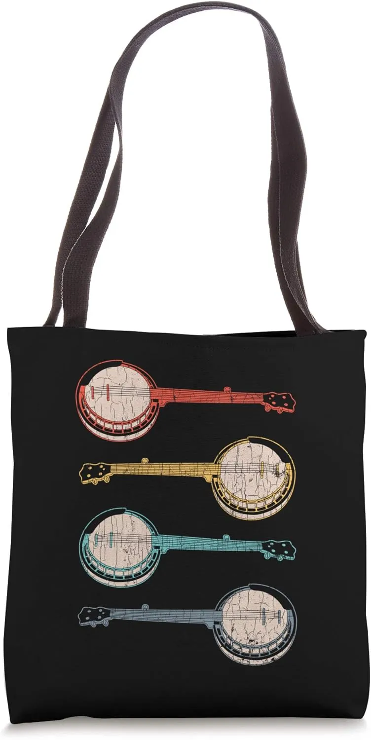 Banjo - Multi Colour Banjo Vintage Retro Apparel Gift Tote Bag