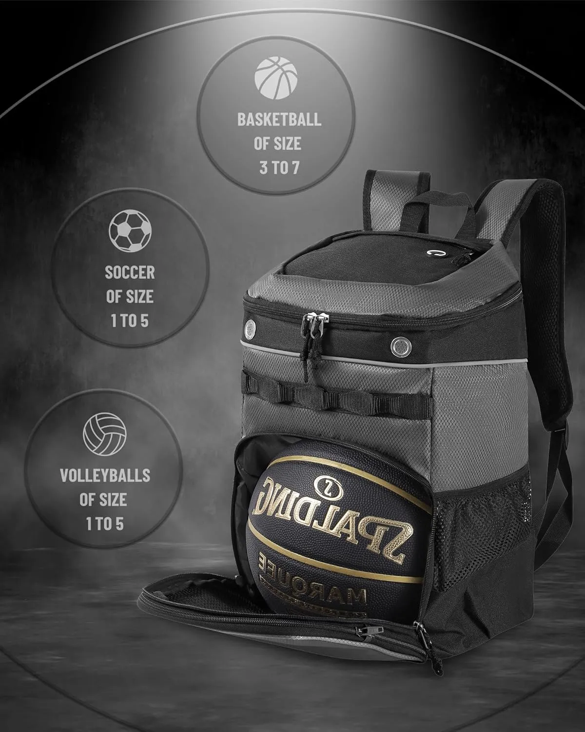 Basketball Backpack for Men Women Basketball Soccer Bag with Ball Compartment Shoes Bag Sports Gym Backpack