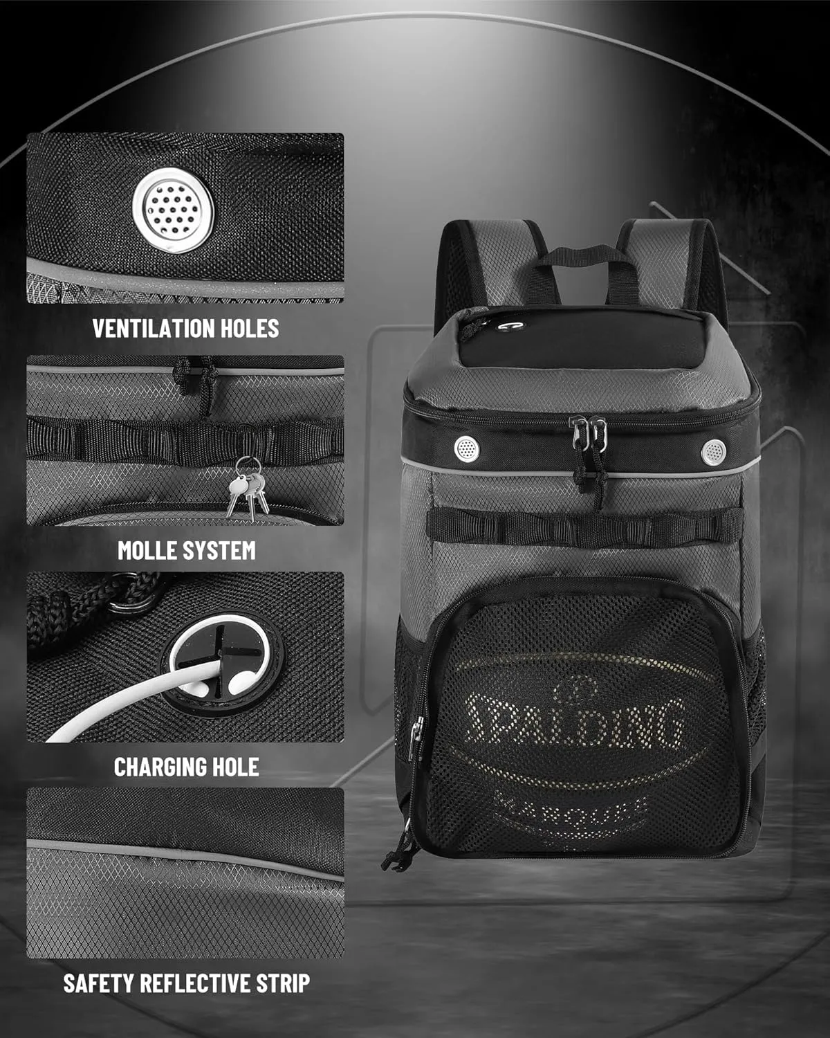 Basketball Backpack for Men Women Basketball Soccer Bag with Ball Compartment Shoes Bag Sports Gym Backpack