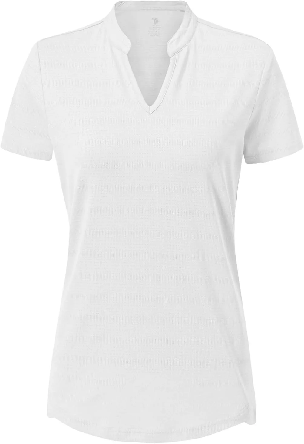 BASUDAM Women's Golf Polo Shirts V-Neck Short Sleeve Collarless Tennis Running T-Shirts Quick Dry