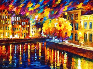 Bathroom Wall Art Print Dark Artwork On Canvas By Leonid Afremov | Old St. Pertersburg