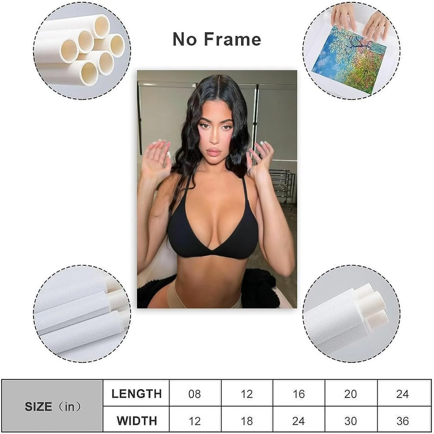 BAUTXLFE Kylie Jenner Sexy Photography Art Poster3 Wall Poster Art Canvas Printing Living Room Office Bedroom Aesthetic Poster 24x36inch(60x90cm) Unframe-style