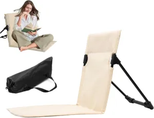 Beach Mat Recliner Lightweight Beach Mat with Backrest One-Step Assembly Foldable Chair with Carry Bag for Holidays Garden Camping Park BeigeBeach