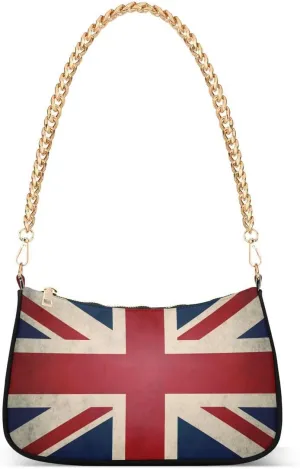 Beautiful Union Jack Tote Bag Hobo Handbag for Women Ladies Shoulder Bag Mini Clutch Purse with Zipper Closure