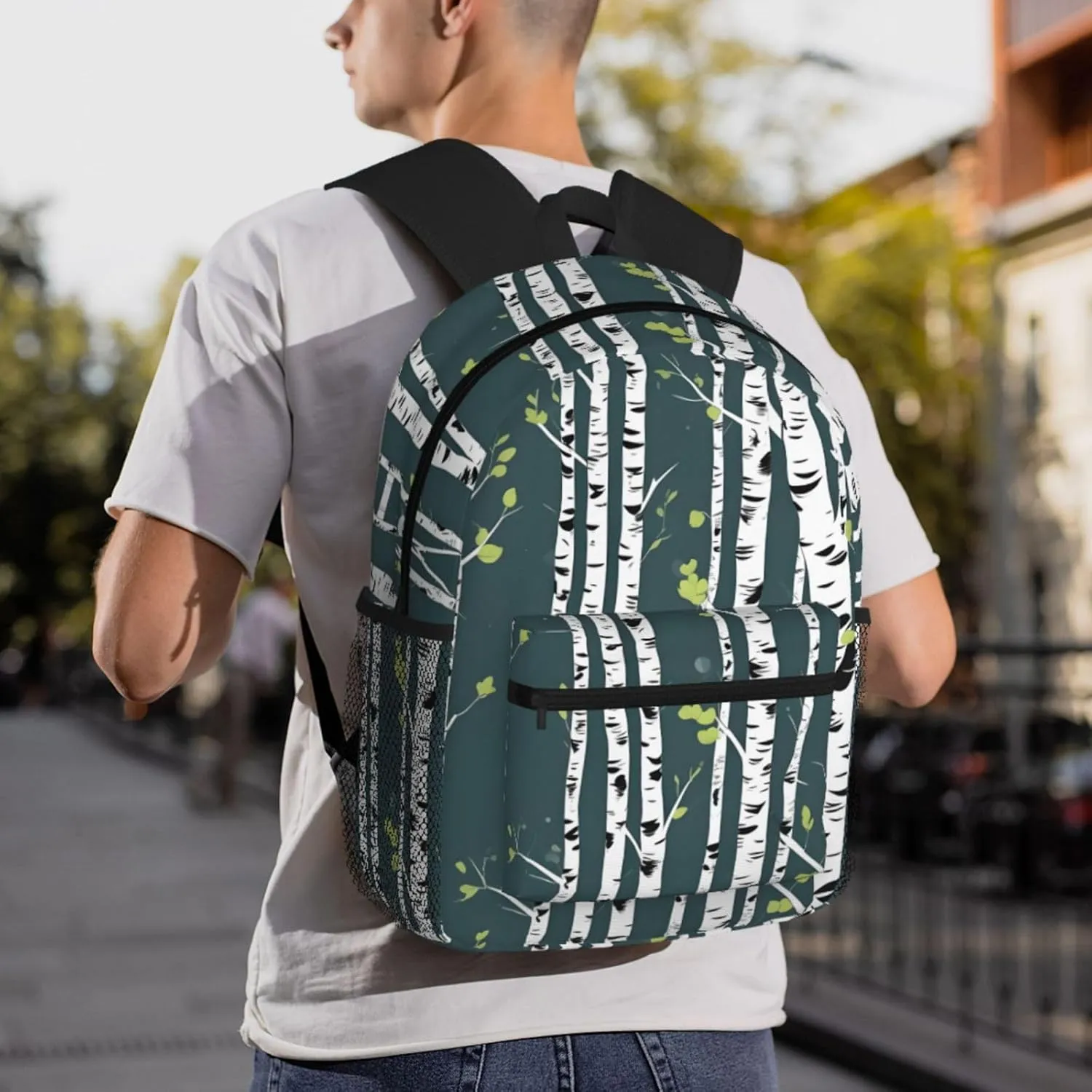 Beauty Birch Tree Print Backpack For Women Men, Laptop Bookbag,Lightweight Casual Travel Daypack