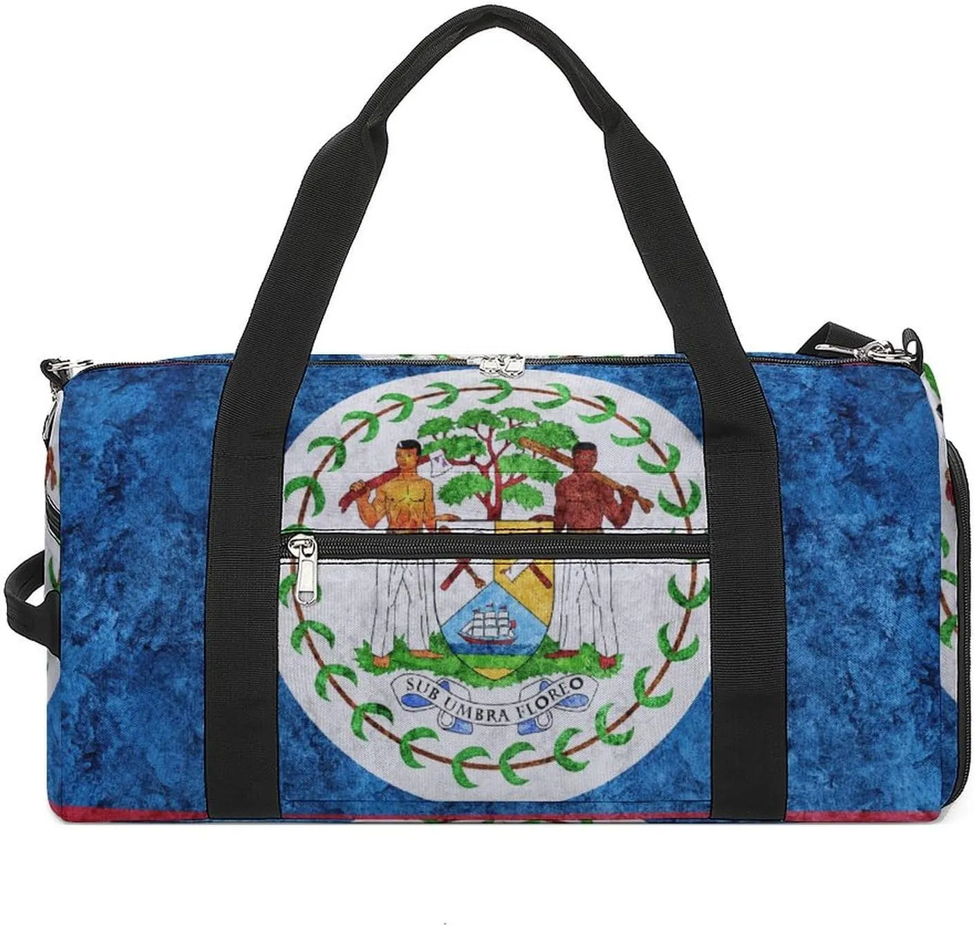 Belize Flag Textured Lightweight Duffel Bag with Shoe Compartment for Yoga Gym Travel