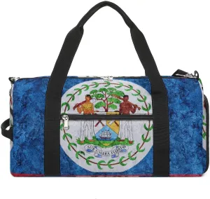 Belize Flag Textured Lightweight Duffel Bag with Shoe Compartment for Yoga Gym Travel
