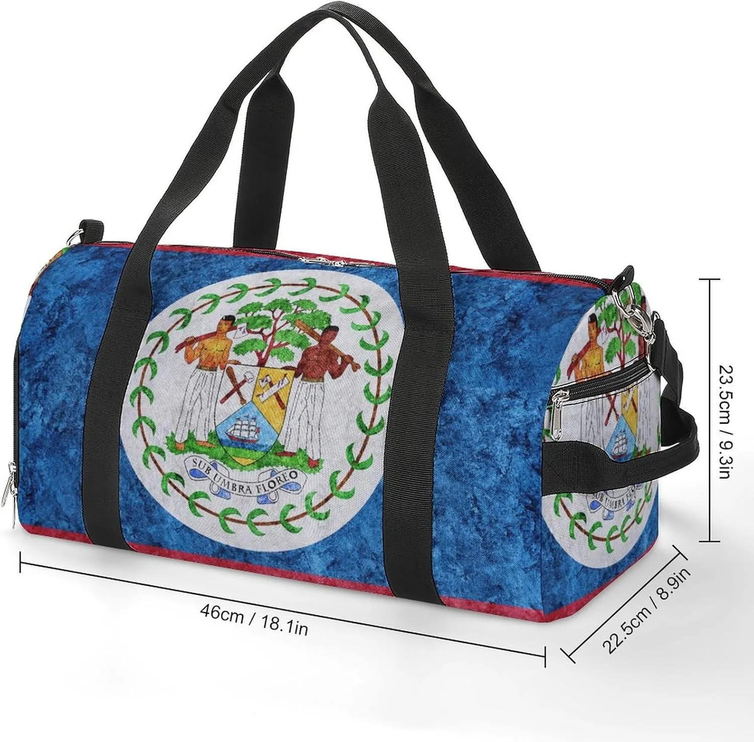 Belize Flag Textured Lightweight Duffel Bag with Shoe Compartment for Yoga Gym Travel