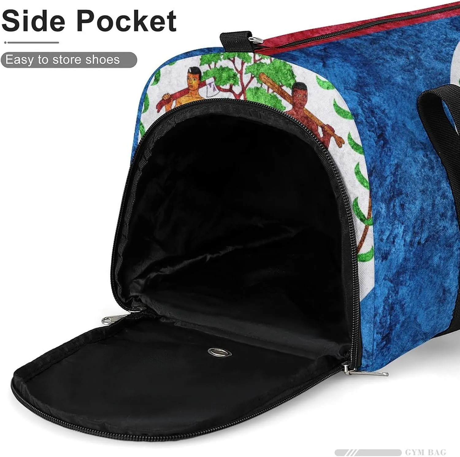 Belize Flag Textured Lightweight Duffel Bag with Shoe Compartment for Yoga Gym Travel