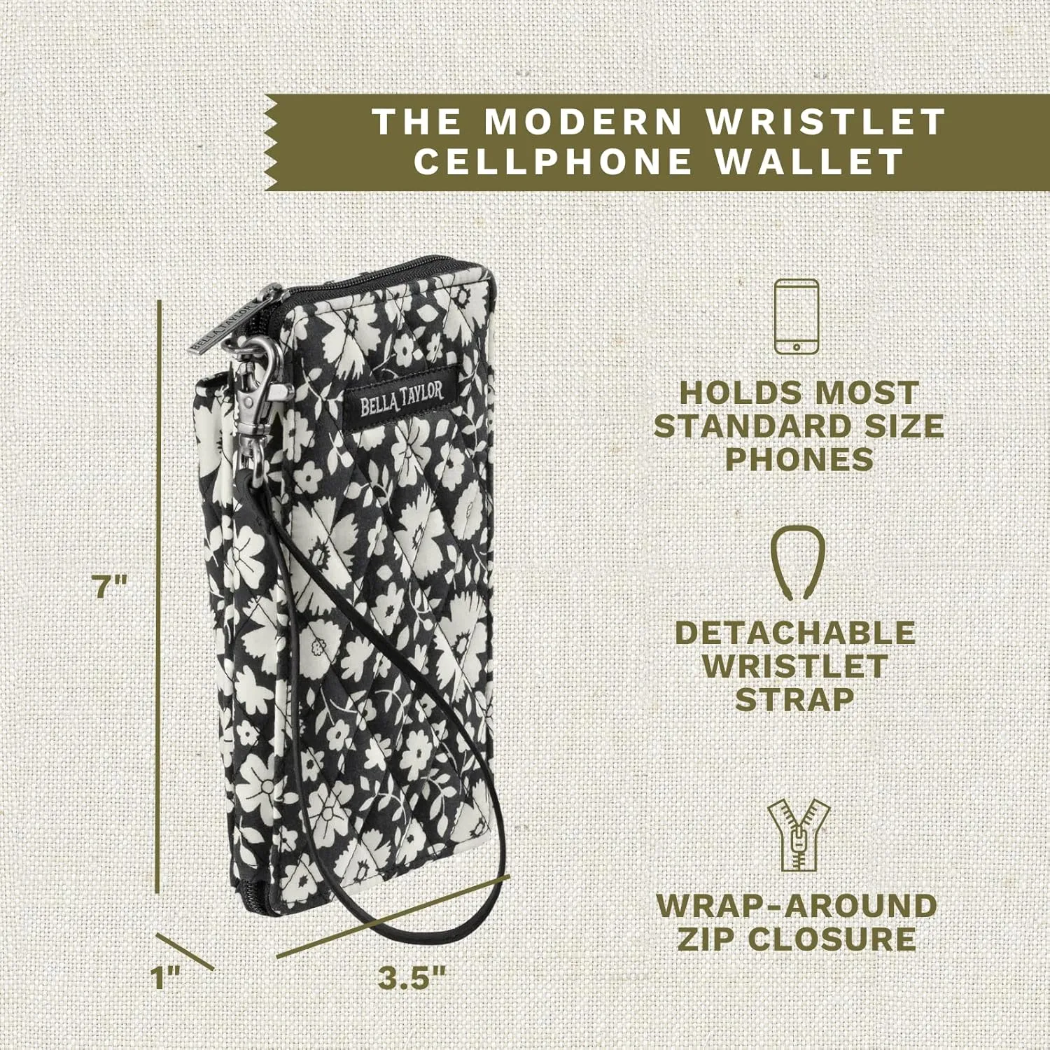 Bella Taylor Cell Phone Wristlet Wallet for Women with Smartphone Pocket and RFID Protection