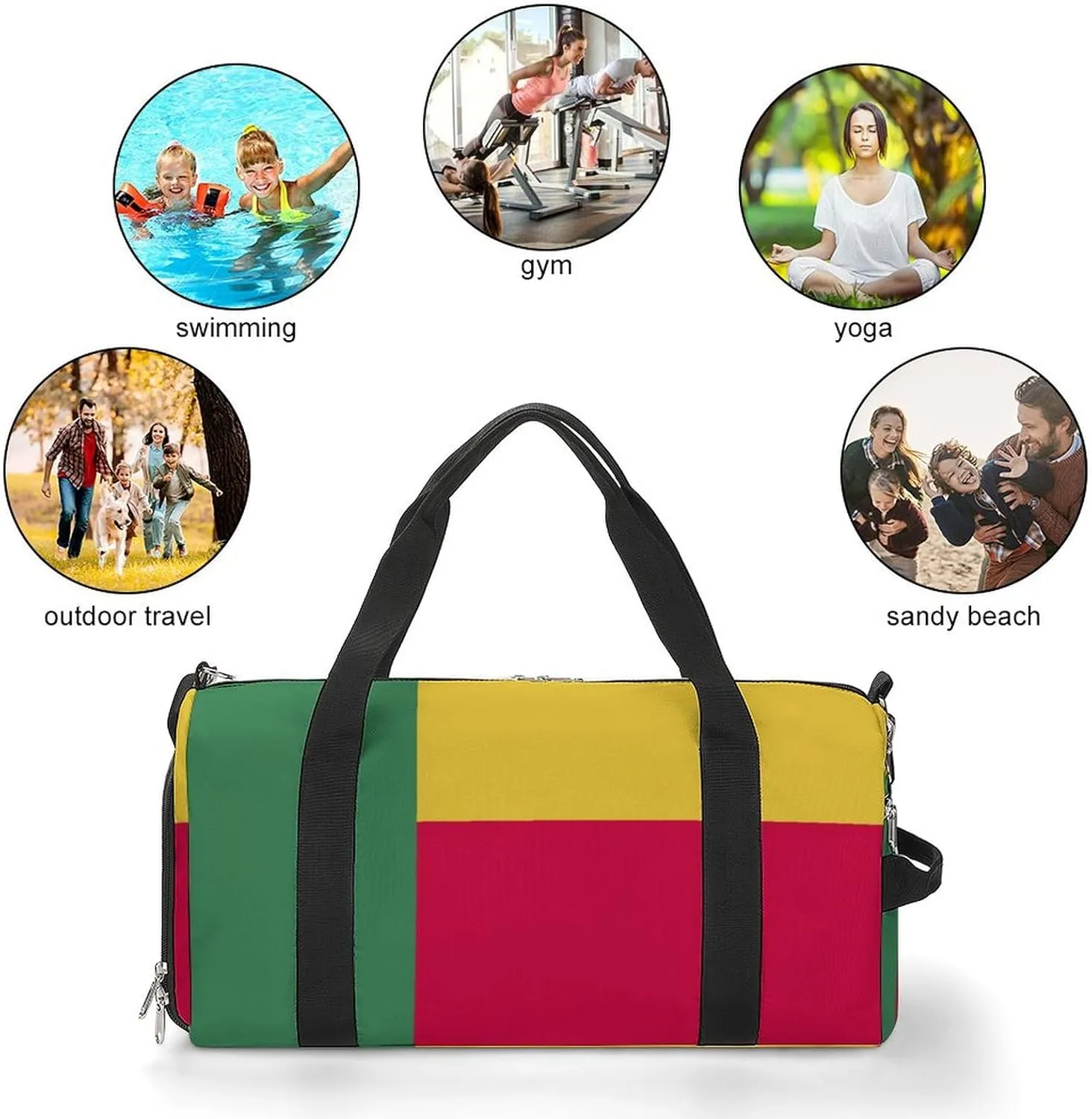 Benin Flag Duffel Bag for Boys Girls with Shoe Compartment for Travel Gym