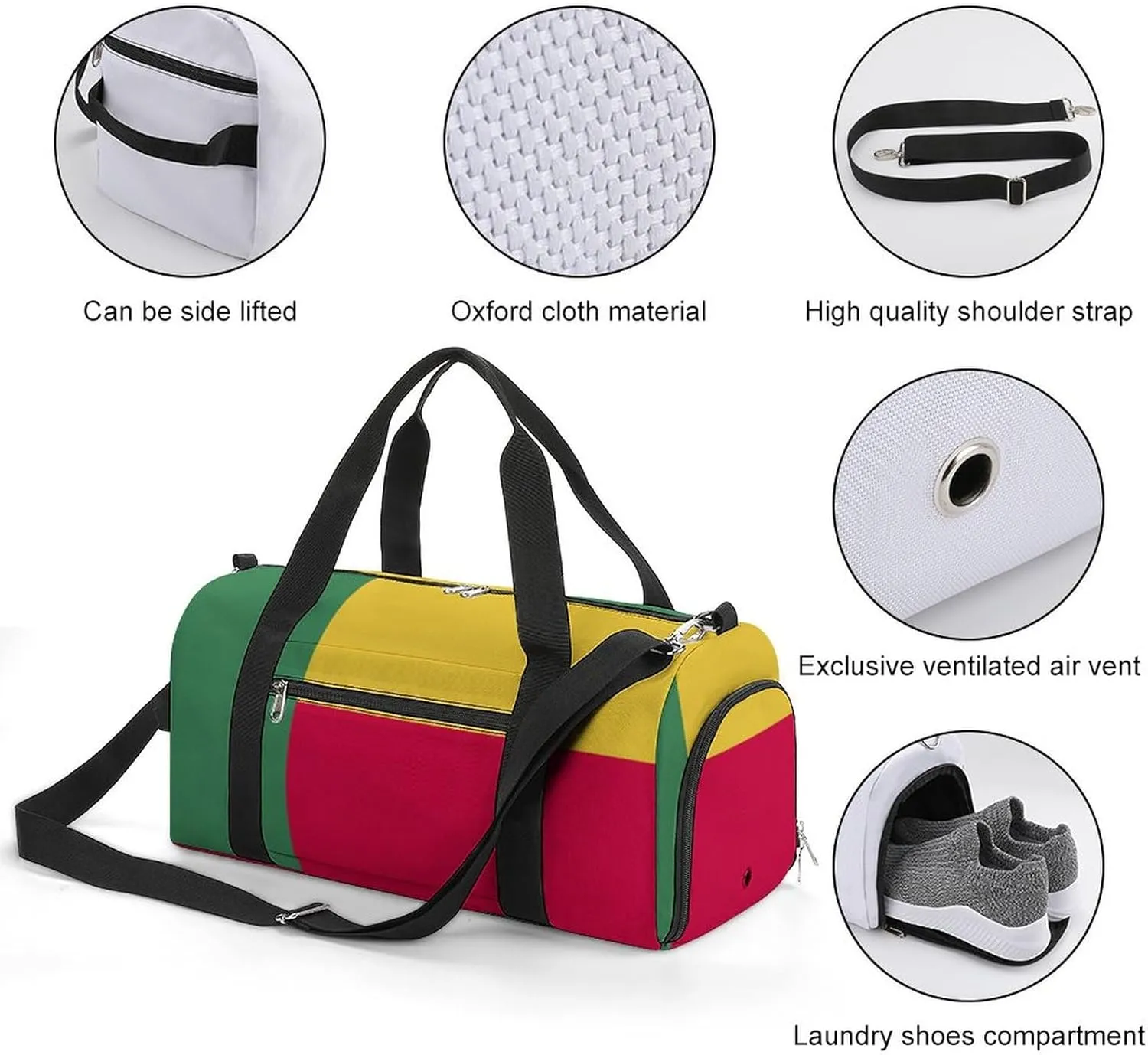 Benin Flag Duffel Bag for Boys Girls with Shoe Compartment for Travel Gym